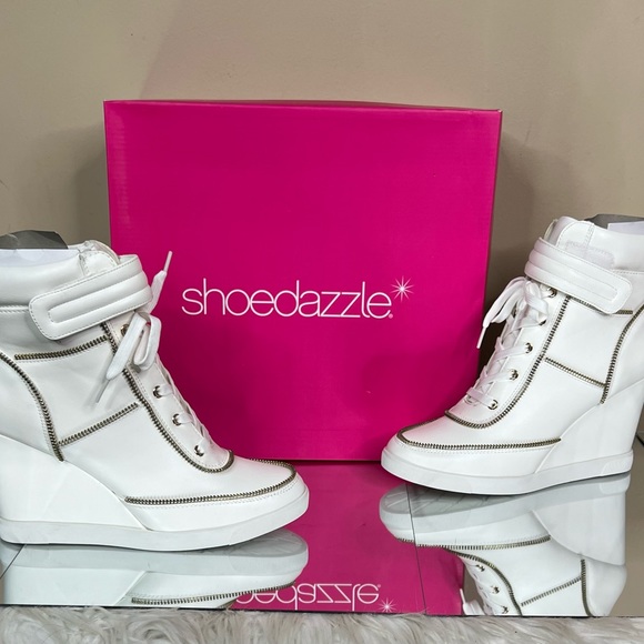 Shoe Dazzle Colette White Wedge Sneaker - Picture 7 of 7
